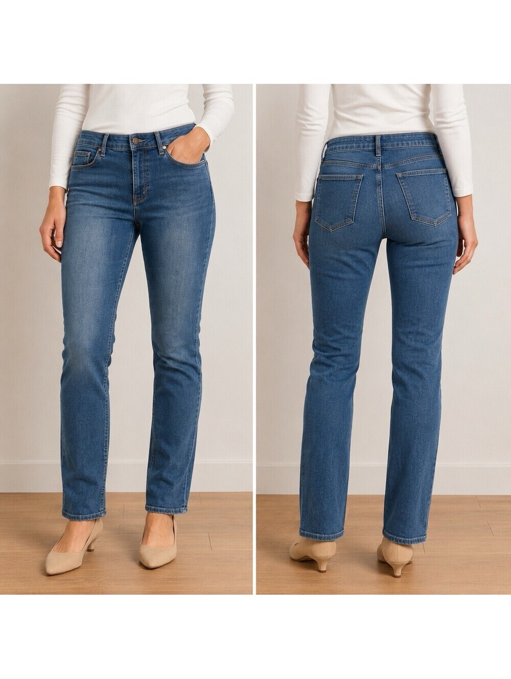 Boden Denim Slim Straight Jeans Women’s Size 12R Medium Wash Stretch Blue Jeans